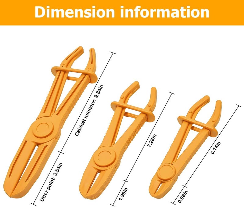 zipelo Hose Clamp Pliers, 6 Pack 3 Size Line Pinch Clamps Set, Plastic Hose Pinching Off Pliers for Automotive Radiator, Brake, Gas, Coolant Hoses and Fuel Lines (Yellow) - Image 2